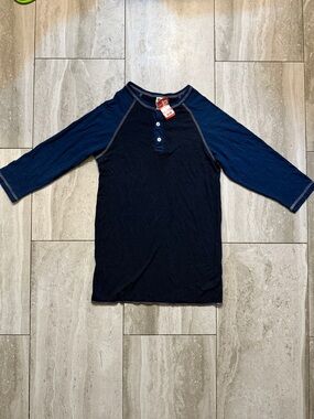 Joe Boxer Navy and Royal Blue Raglan Henley Tee